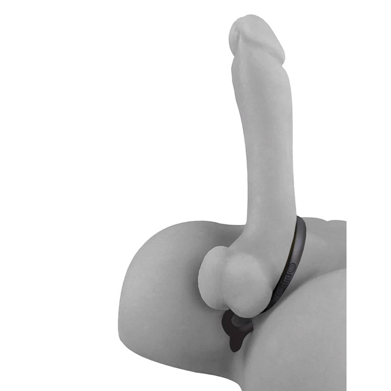 Grey anatomical model demonstrating Pipedream PD4696-23 Anal Fantasy Ass-gasm Cockring Anal Beads worn around the cock and balls