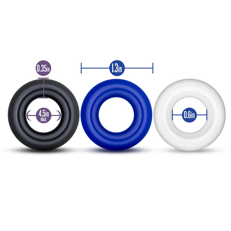 Measurements of Blush BL-00899 Stay Hard Donut Rings tri-colour 3-pack