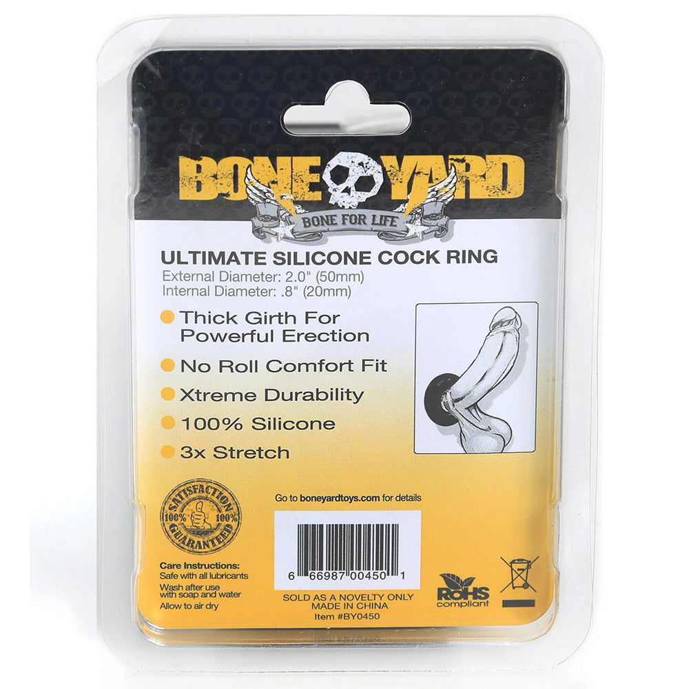 Boneyard Ultimate Silicone Cock Ring Black Package Back