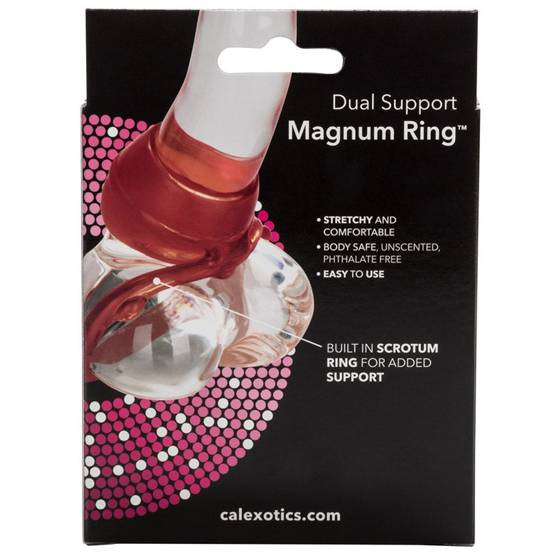 Back of product packaging for CalExotics SE1460-11-BX Dual Support Magnum Ring