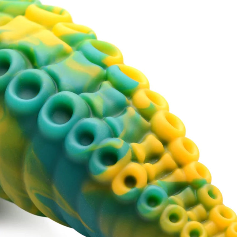 Close up image of XR Brands AG919 Creature Cocks Monstropus Tentacled Monster Silicone Dildo to show detailed texture