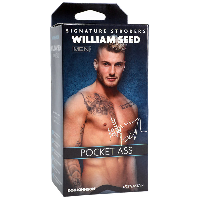 Product packaging for Doc Johnson Signature Strokers William Seed ULTRASKYN Pocket Ass 5130-41-BX