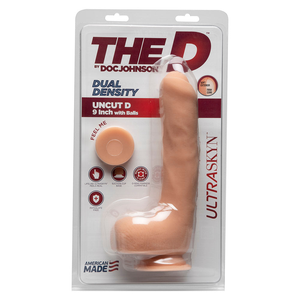 The D: Uncut D 9 Inch Ultraskyn Dildo with Balls - Vanilla