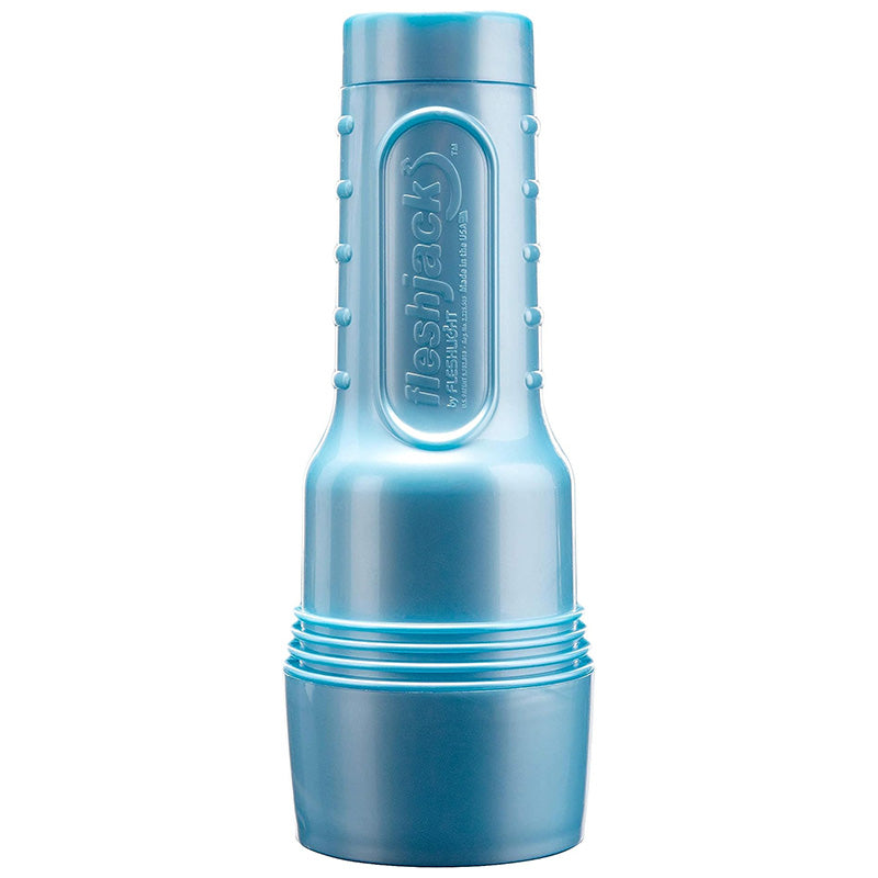 Light blue Fleshjack by Fleshlight case with cap on