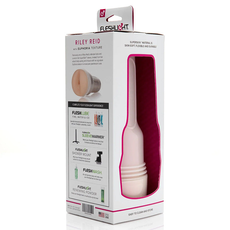 Riley Reid Euphoria Fleshlight product packaging with product viewing window on a white background