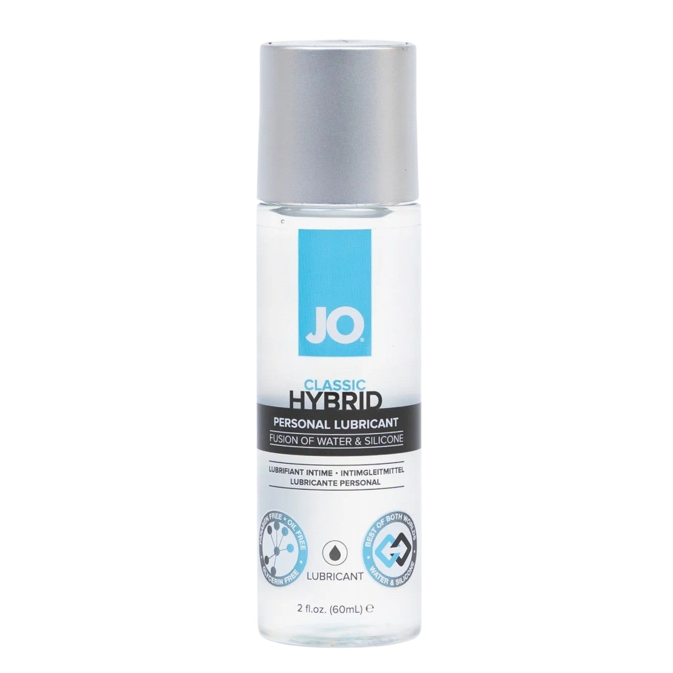 JO Classic Hybrid personal lubricant 2 oz bottle on a white background