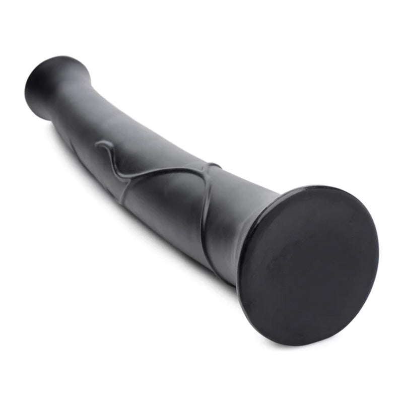 Bottom view of Pony Boy black horse dildo with pronounced veins and suction cup base