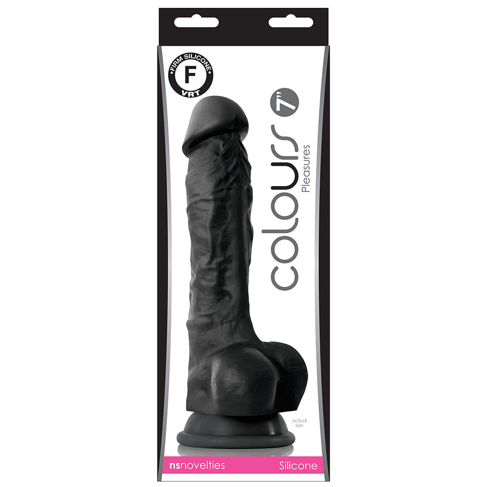 Colours Pleasures 7 Inch Silicone Dildo - Black