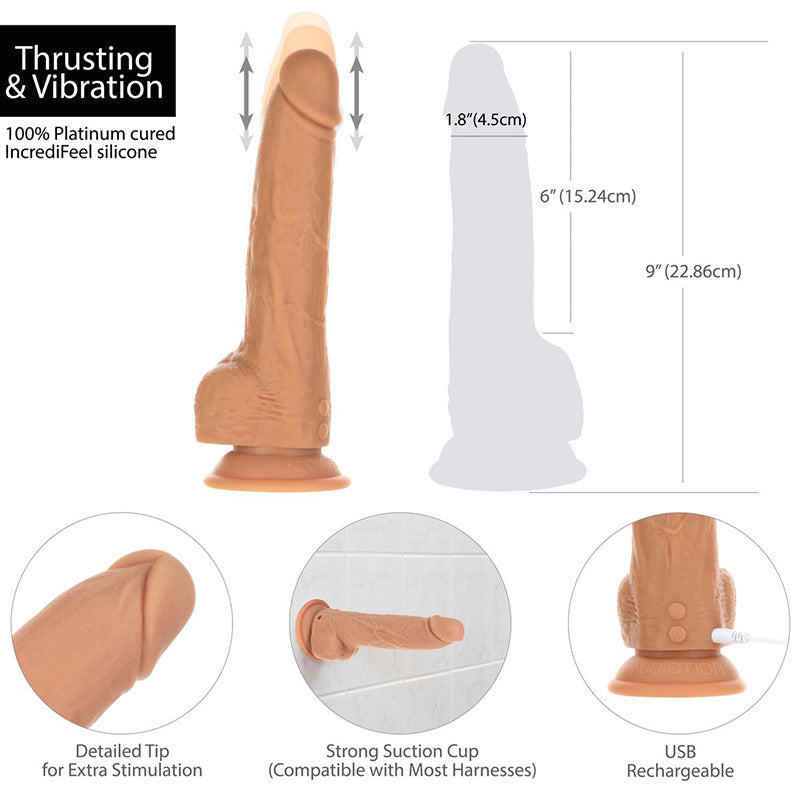 Naked Addiction 9 Inch Thrusting Dildo - Caramel