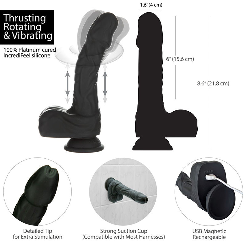Naked Addiction Noir 8.6" Rotating & Thrusting Vibrating Dildo