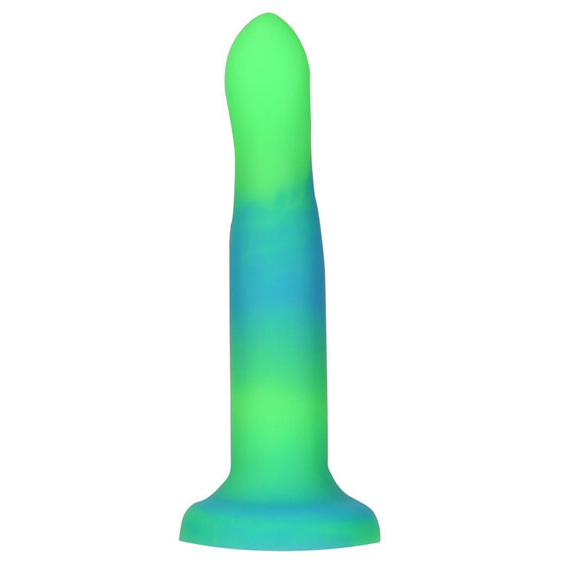 Rave by Addiction 8 Inch Glow In The Dark Bendable Dildo - Blue Green