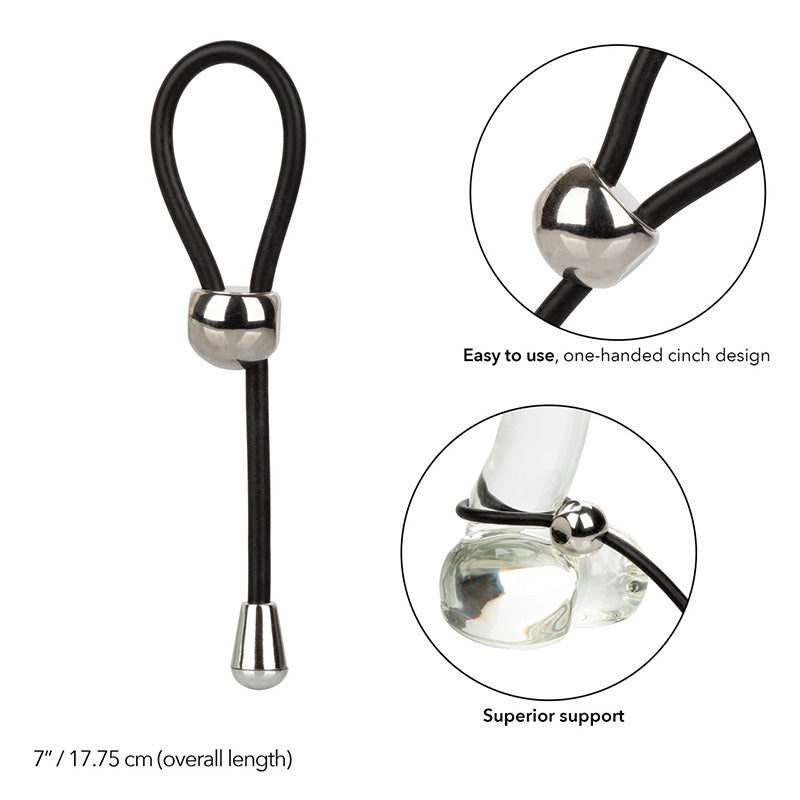 CalExotics SE-1408-15-2 E-Z Cinch Silicone Lasso Adjustable Cock Ring Features