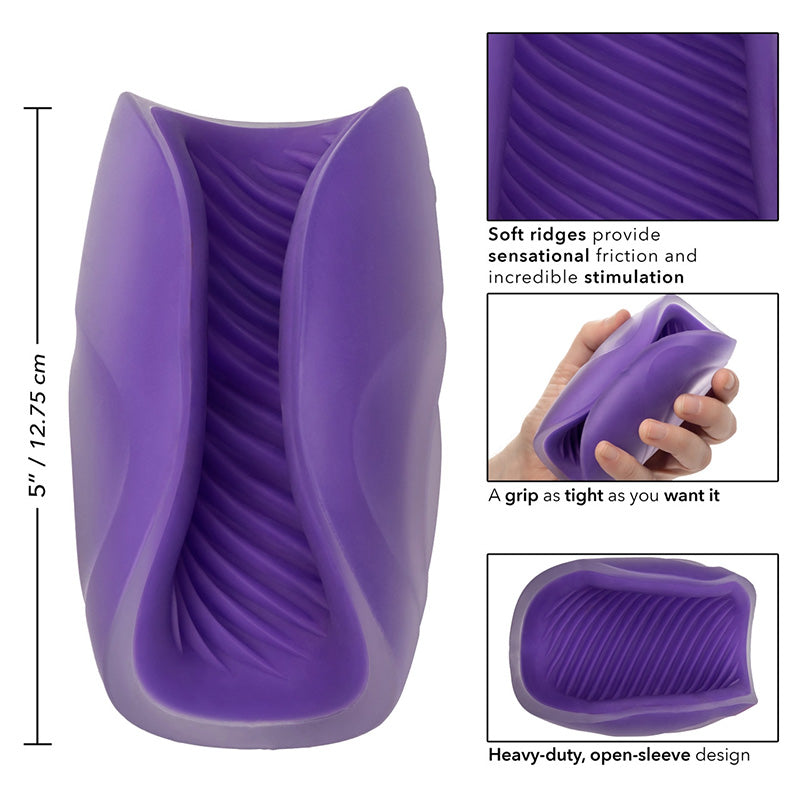 CalExotics SE-0931-15-3 The Gripper Spiral Grip Open Sleeve Masturbator Features