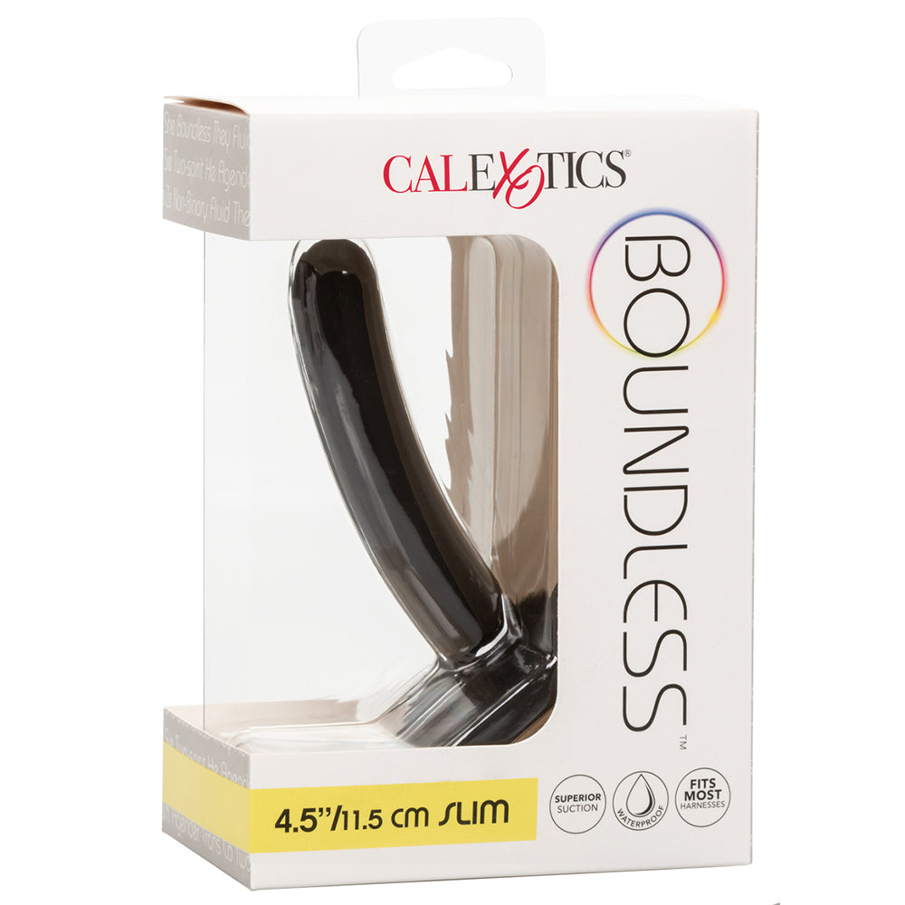CalExotics SE2700-10-3 Boundless 4.5 Inch Slim Probe Black Pegging Dildo - Box