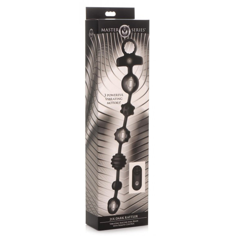 Packaging for XR Brands AG787 21X Dark Rattler Vibrating Silicone Anal Beads with Remote