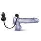 Blush BL-01805 Anal Adventures Platinum - Silicone Anal Plug with Vibrating C-Ring worn on dildo for demonstration