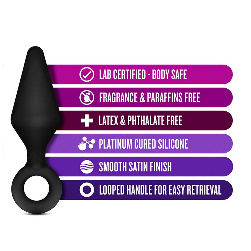 List of product features for Blush BL-310175 Anal Adventures Platinum - Silicone Loop Plug Kit