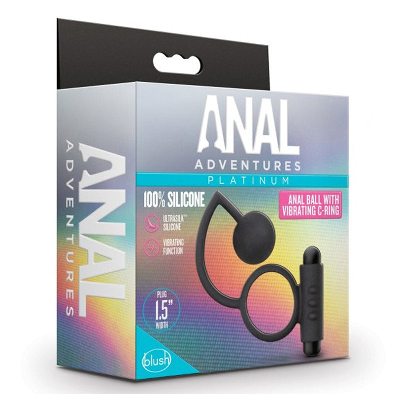 Box for Anal Adventures Platinum Anal Ball With Vibrating C-Ring with colourful gradient design