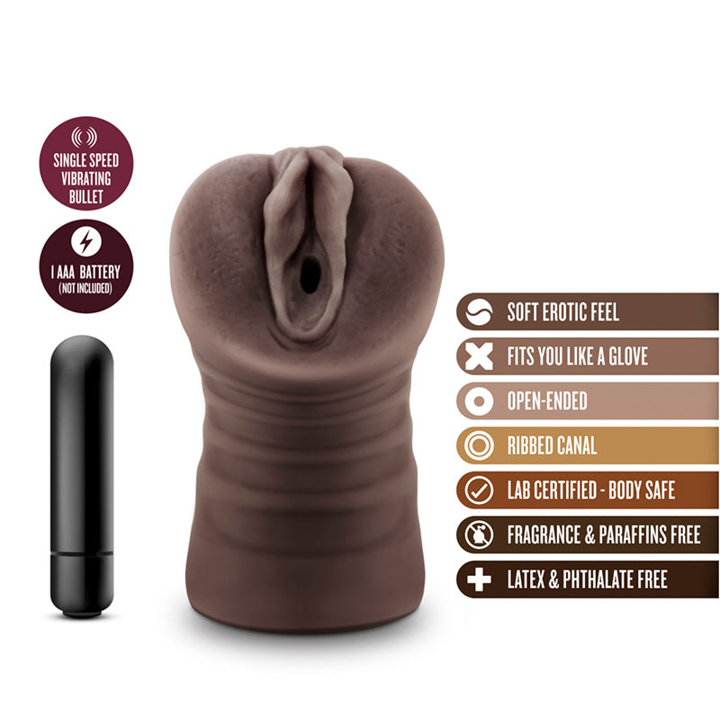 Features list for Blush BL-73516 Hot Chocolate Brianna Vibrating Stroker