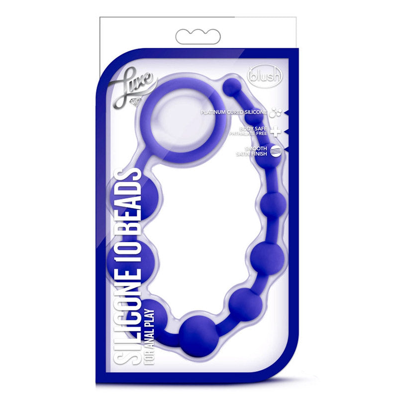 Product packaging for Blush BL-11002 Luxe Silicone 10 Beads Indigo Blue