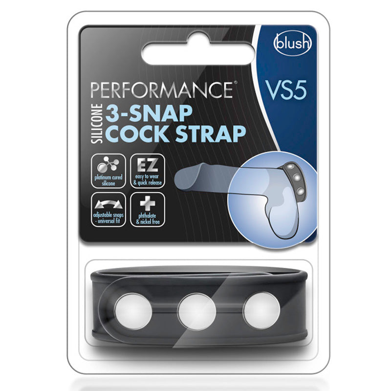 Product packaging for Blush BL-91705 Performance VS5 Silicone 3-Snap Cock Strap