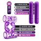 Features list for Blush BL-77101 Play With Me Double Play Dual Vibrating Cock Ring Purple