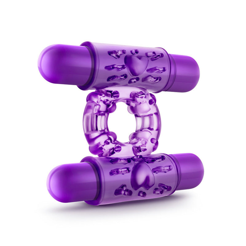 Blush BL-77101 Play With Me Double Play Dual Vibrating Cock Ring Purple angle view