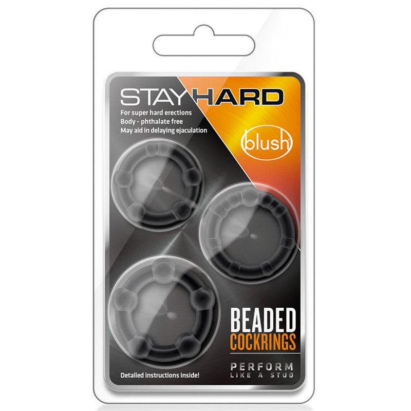 Product packaging for Blush BL-00015 Stay Hard Beaded Cock Rings - Black