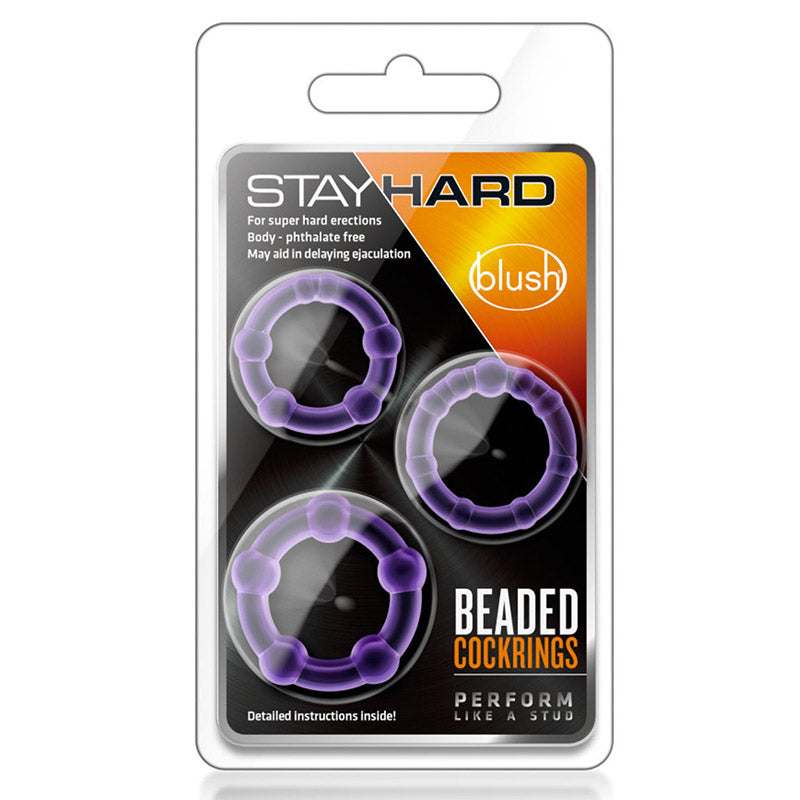 Product packaging for Blush BL-00011 Stay Hard Beaded Cock Rings - Purple