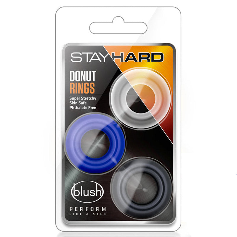 Product packaging of Blush BL-00899 Stay Hard Donut Rings tri-colour 3-pack