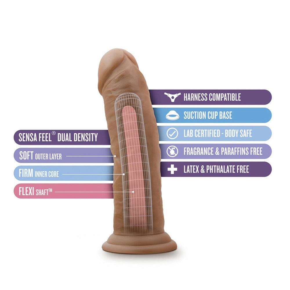 Blush BL-55807 Au Naturel 8 Inch Realistic Posable Dildo with Suction Cup Mocha product features