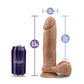 Blush BL-56477 Au Naturel 9.5 Inch Realistic Dildo with Suction Cup Mocha measurements compared next to a soda can