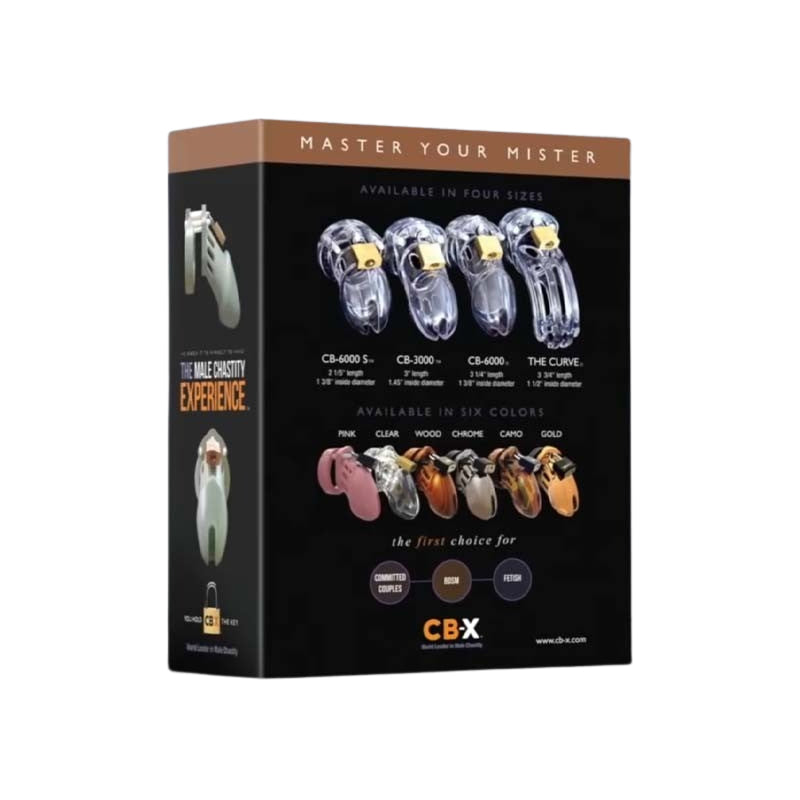 Back of packaging for Pink CB-6000S male chastity cage kit