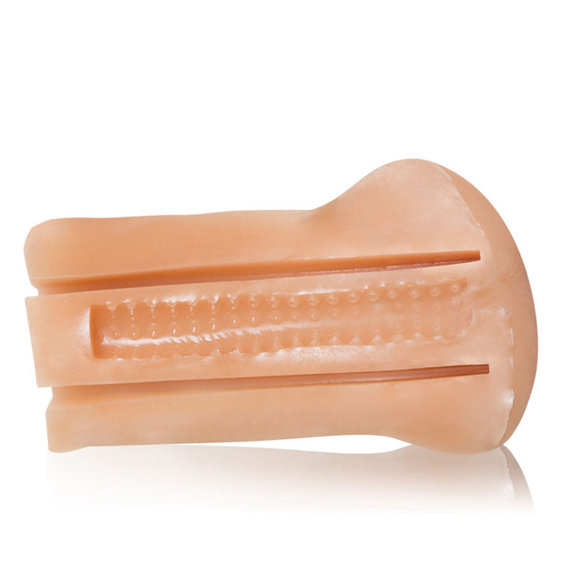 Cross section of CalExotics SE6884-01-3 Colt Hot Hole Warming Masturbator showing inner texture and heating rod slots