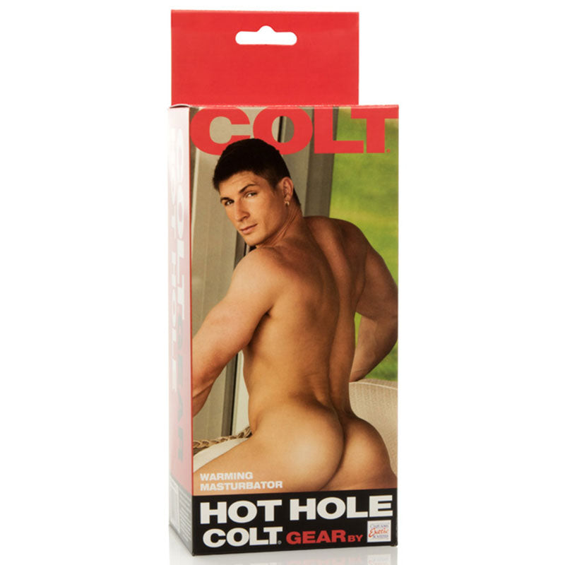 Front of product packaging for CalExotics SE6884-01-3 Colt Hot Hole Warming Masturbator
