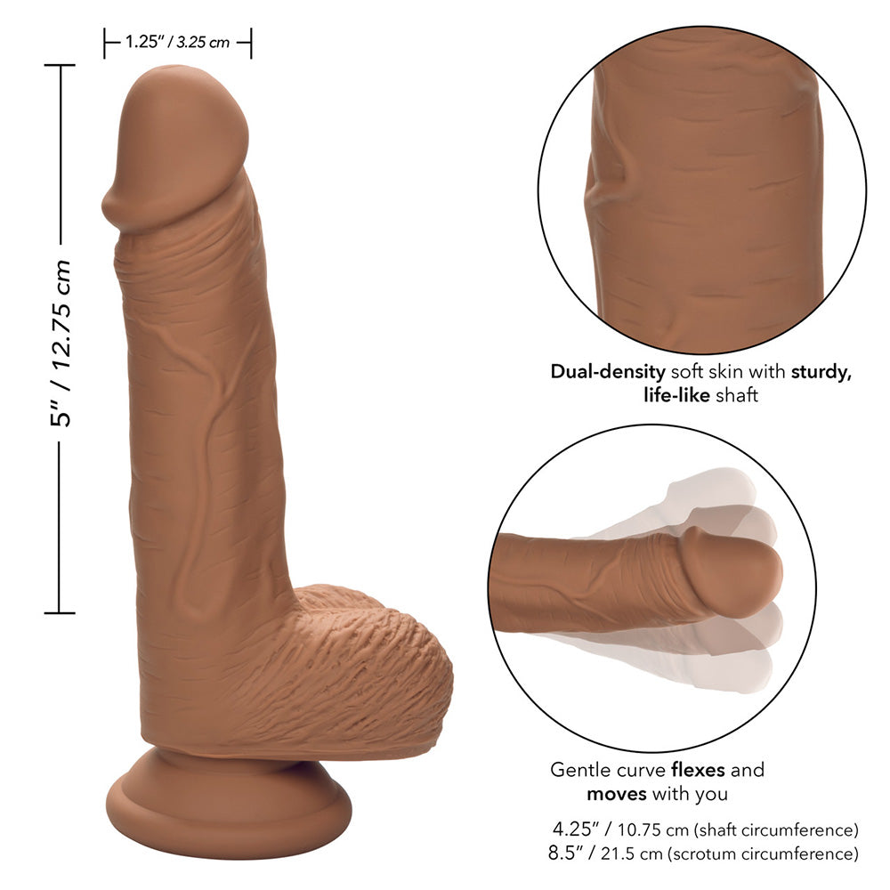 CalExotics SE-0255-10-3 Dual Density Silicone Studs 5 Inch Realistic Dildo Brown Features