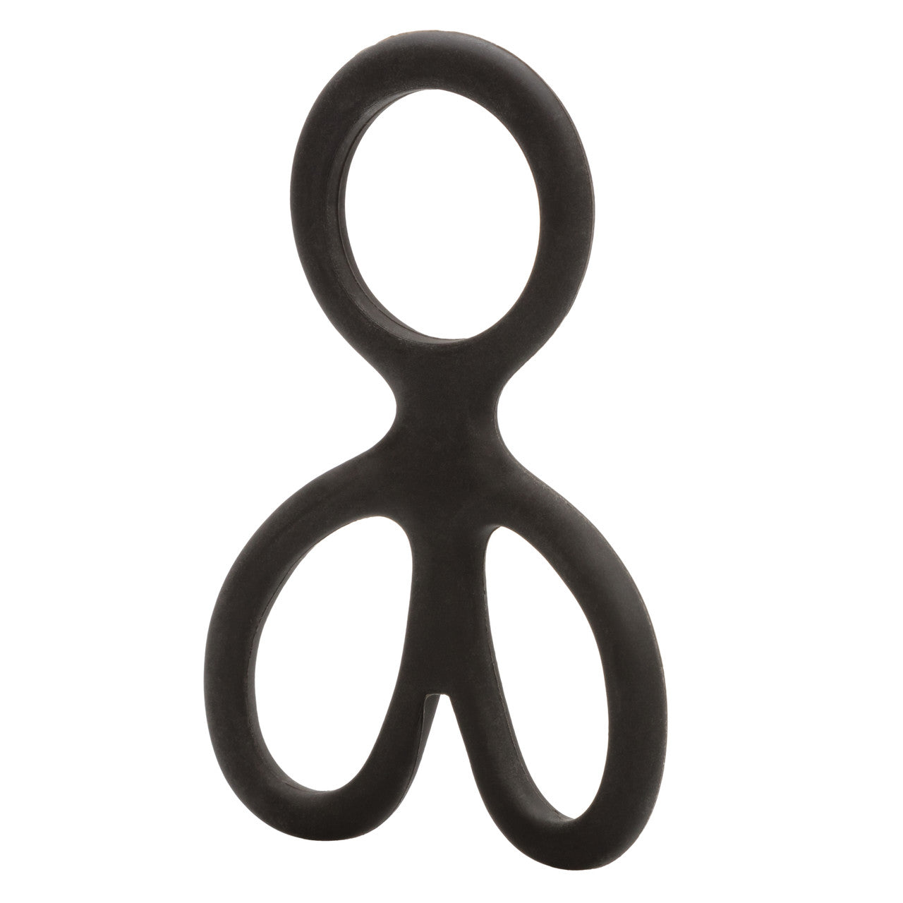 Black silicone ball spreader on a white background