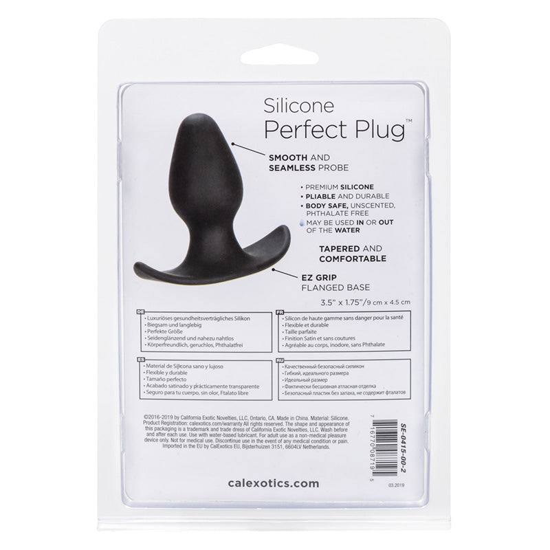 Back of packaging for CalExotics SE-0415-00-2 Silicone Perfect Plug