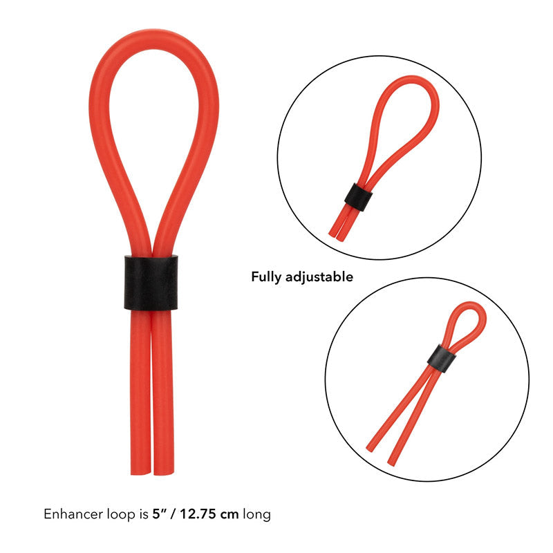 Silicone Stud Lasso Cock Ring - Red