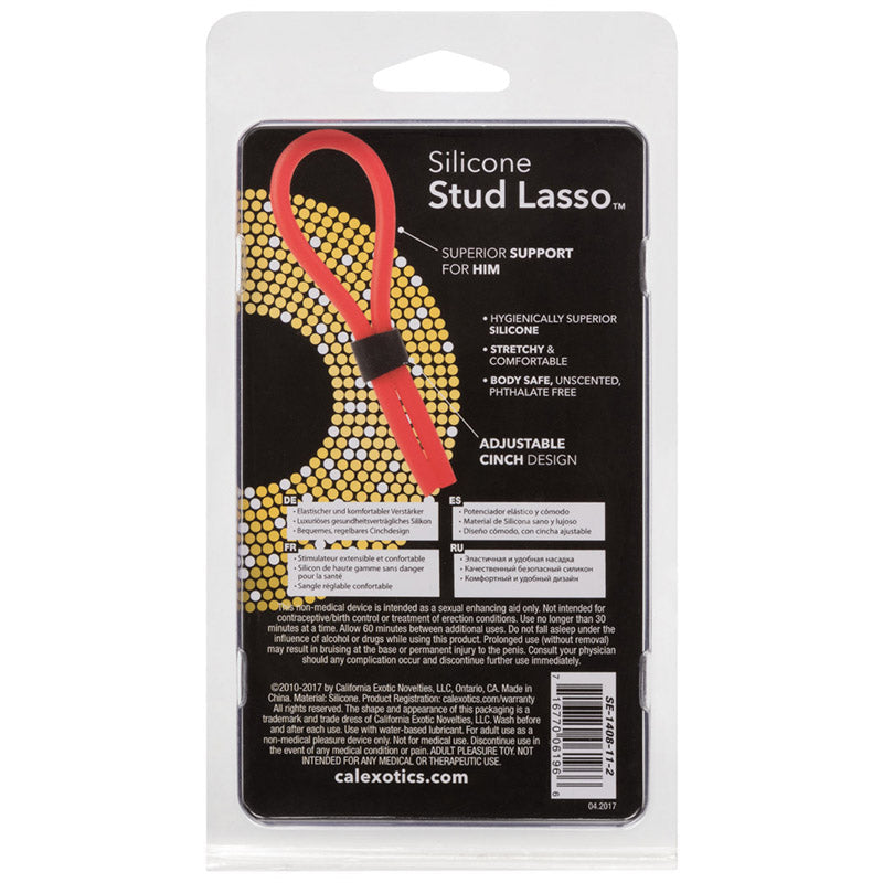 Silicone Stud Lasso Cock Ring - Red