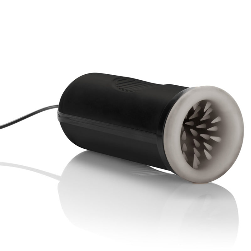 CalExotics SE1006-10-3 Silicone Vibrating Oro Stimulator Male Masturbator side view showing inner texture