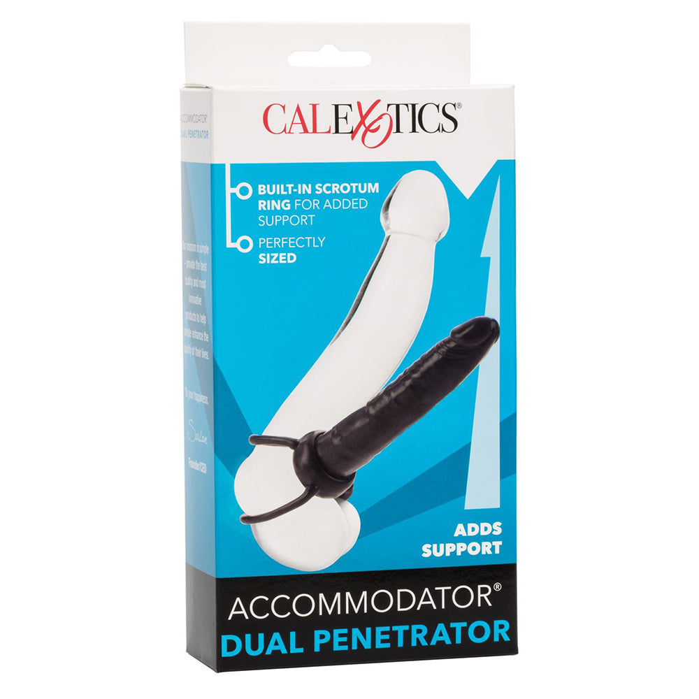 Front of product packaging for CalExotics Accommodator Dual Penetrator on a white background