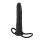 Angled view of CalExotics Accommodator Dual Penetrator black double-penetration dildo