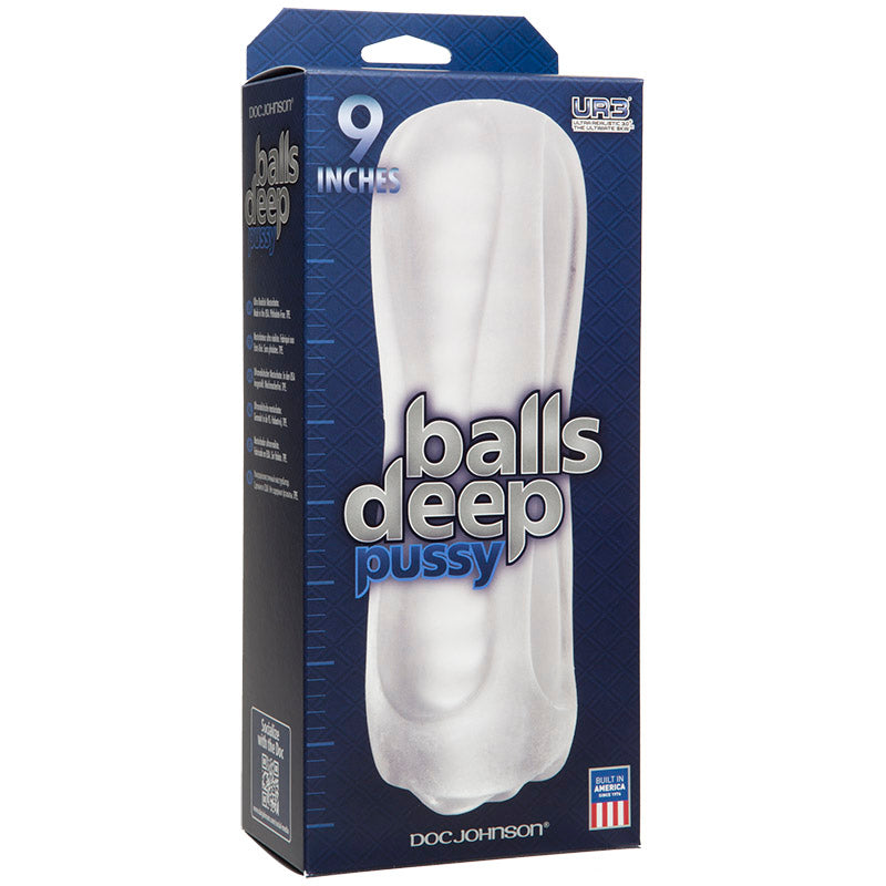 Product packaging for 'balls deep pussy' with a blue and white design.