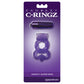 Purple packaging of a 'Fantasy C-Ringz Infinity Super Ring' cock and ball ring and vibrating bullet on a white background