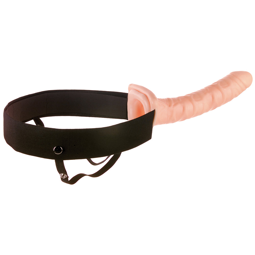 Pipedream PD3948-21 Fetish Fantasy Series 10 Inch Hollow Strap-On black waist band with light flesh-coloured hollow dildo