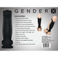 Back of product packaging for Gender X Rocketeer black cock sheath with product features and product images