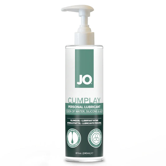 JO Cumplay Hybrid Lubricant 8 oz bottle with pump top on a white background