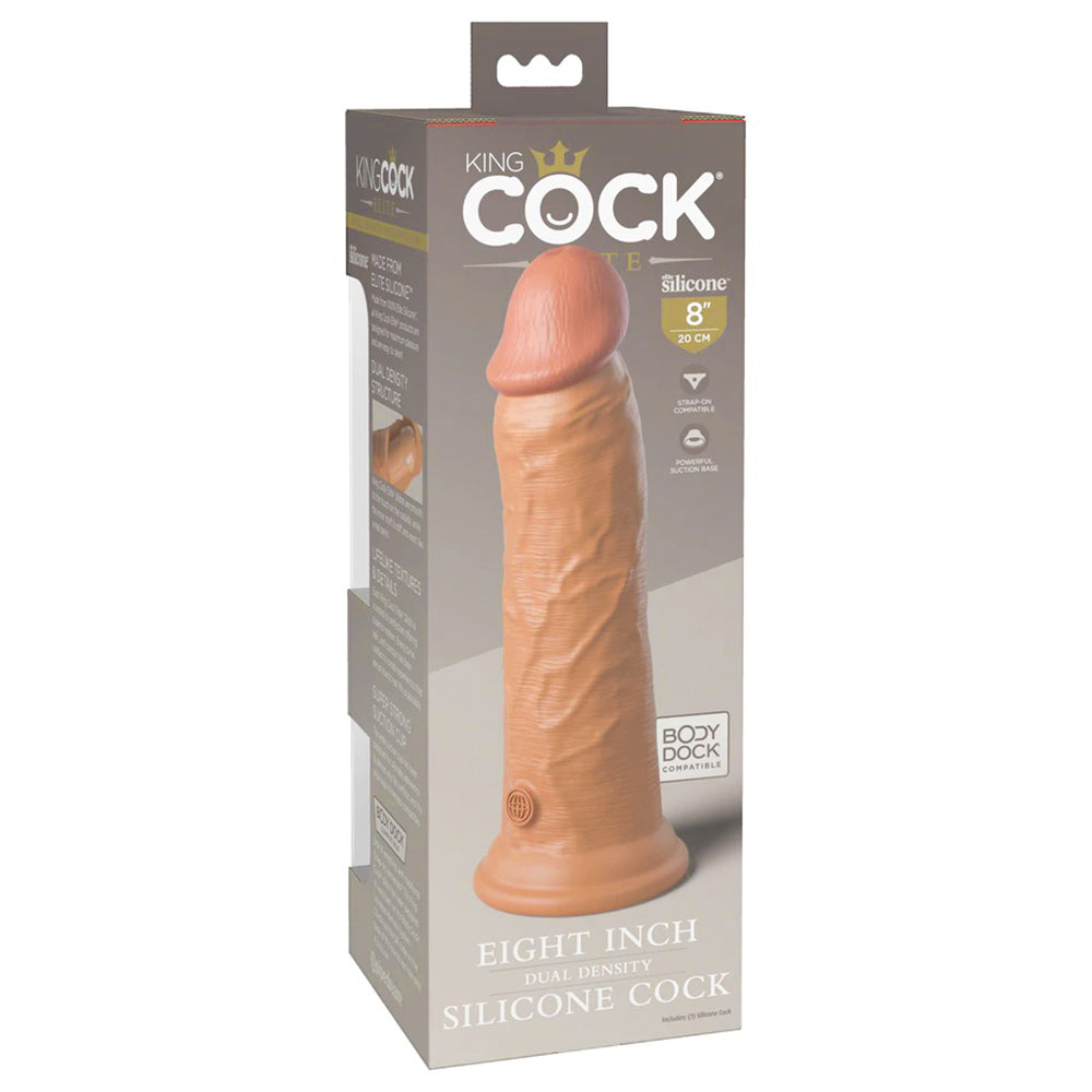 King Cock Elite 8 Inch Dual Density Silicone Cock - Light