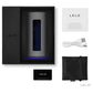 LELO F1S V2 blue product packaging with device, USB cable, and warranty card on a white background